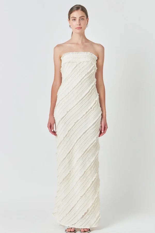 ENDLESS ROSE Tops*- Strapless Ruffled Maxi Dress
