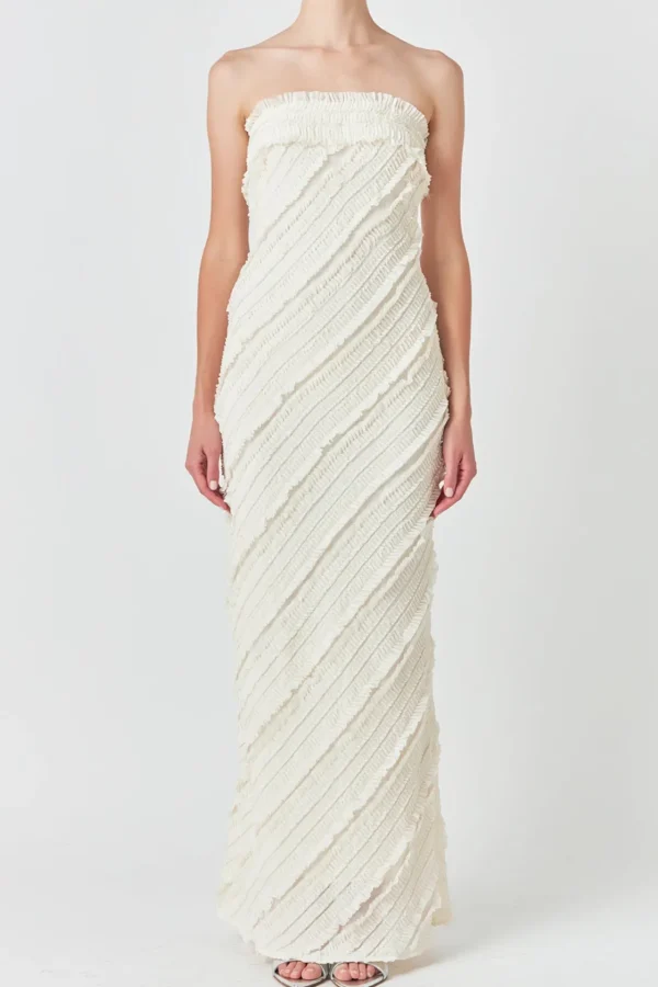 ENDLESS ROSE Tops*- Strapless Ruffled Maxi Dress