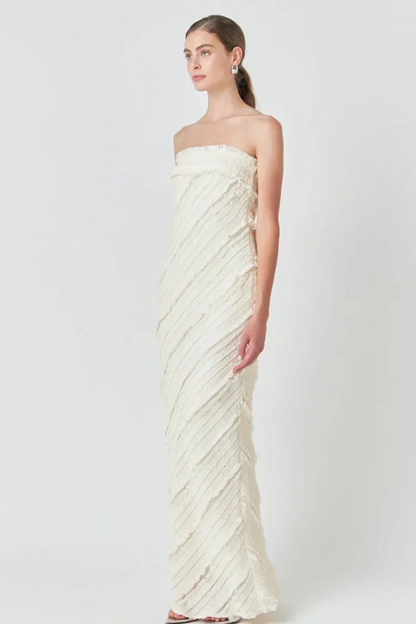 ENDLESS ROSE Tops*- Strapless Ruffled Maxi Dress