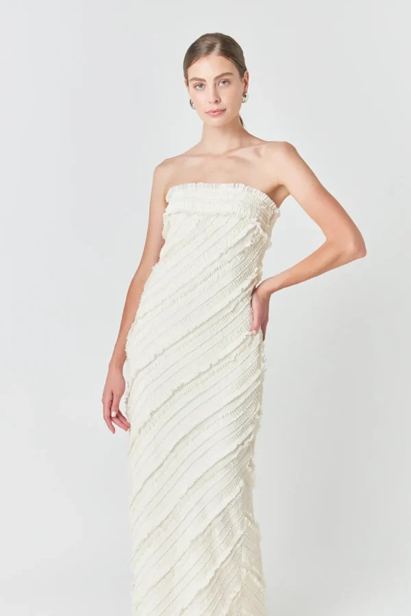 ENDLESS ROSE Tops*- Strapless Ruffled Maxi Dress