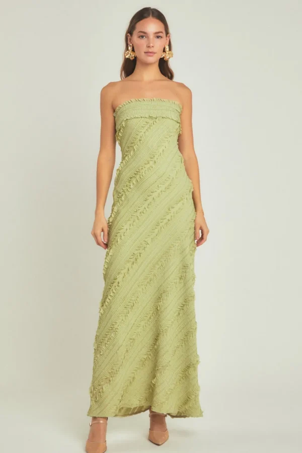 ENDLESS ROSE Tops*- Strapless Ruffled Maxi Dress