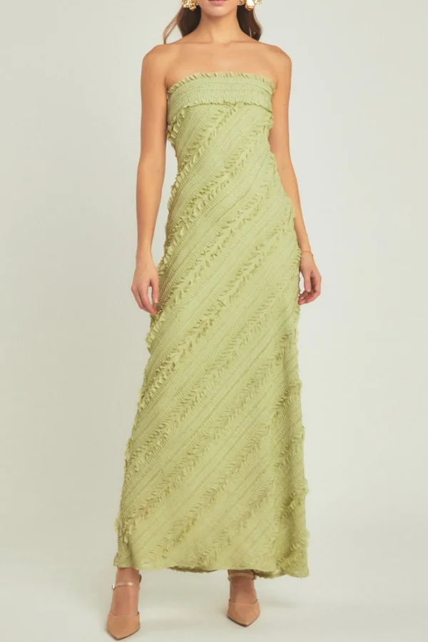 ENDLESS ROSE Tops*- Strapless Ruffled Maxi Dress
