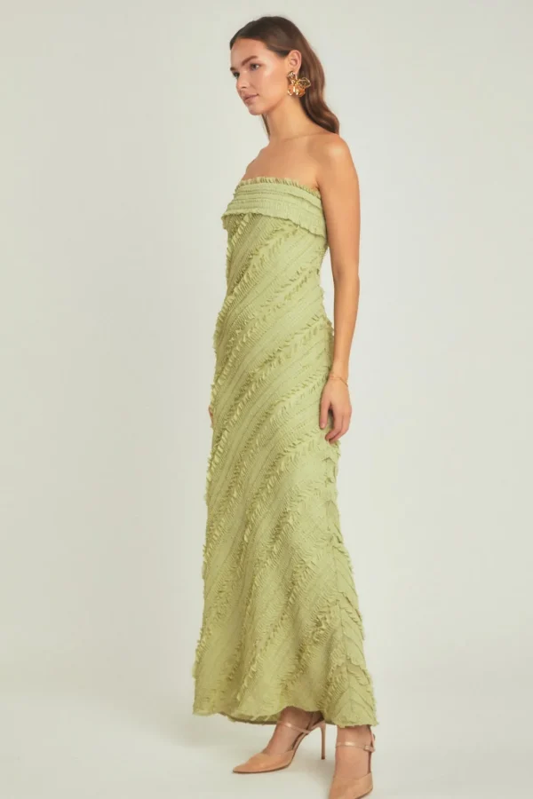 ENDLESS ROSE Tops*- Strapless Ruffled Maxi Dress