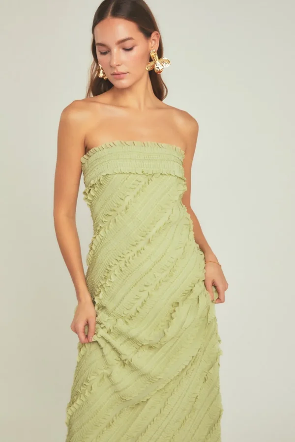 ENDLESS ROSE Tops*- Strapless Ruffled Maxi Dress