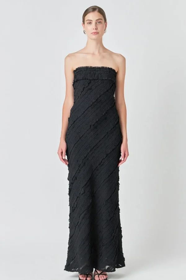 ENDLESS ROSE Tops*- Strapless Ruffled Maxi Dress