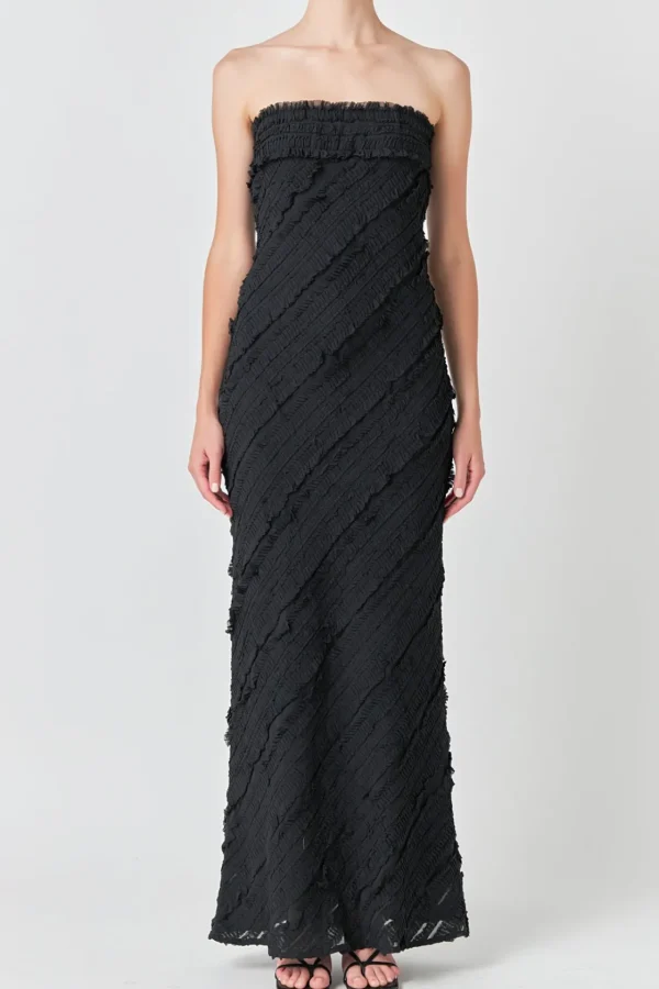 ENDLESS ROSE Tops*- Strapless Ruffled Maxi Dress