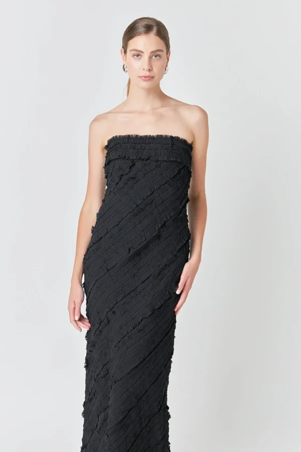 ENDLESS ROSE Tops*- Strapless Ruffled Maxi Dress