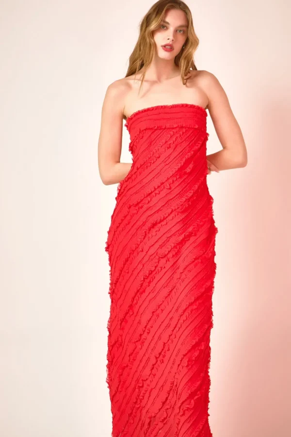ENDLESS ROSE Tops*- Strapless Ruffled Maxi Dress