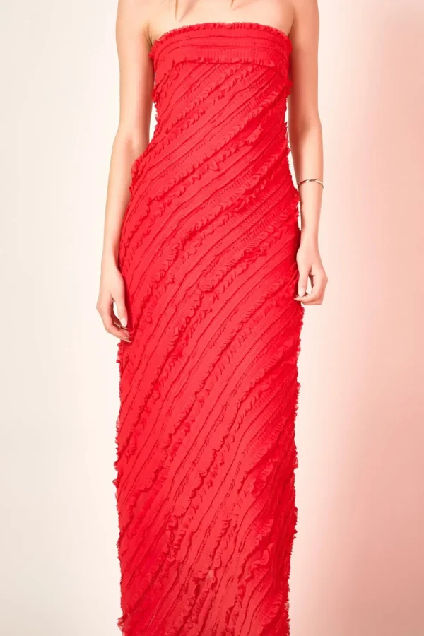 ENDLESS ROSE Tops*- Strapless Ruffled Maxi Dress