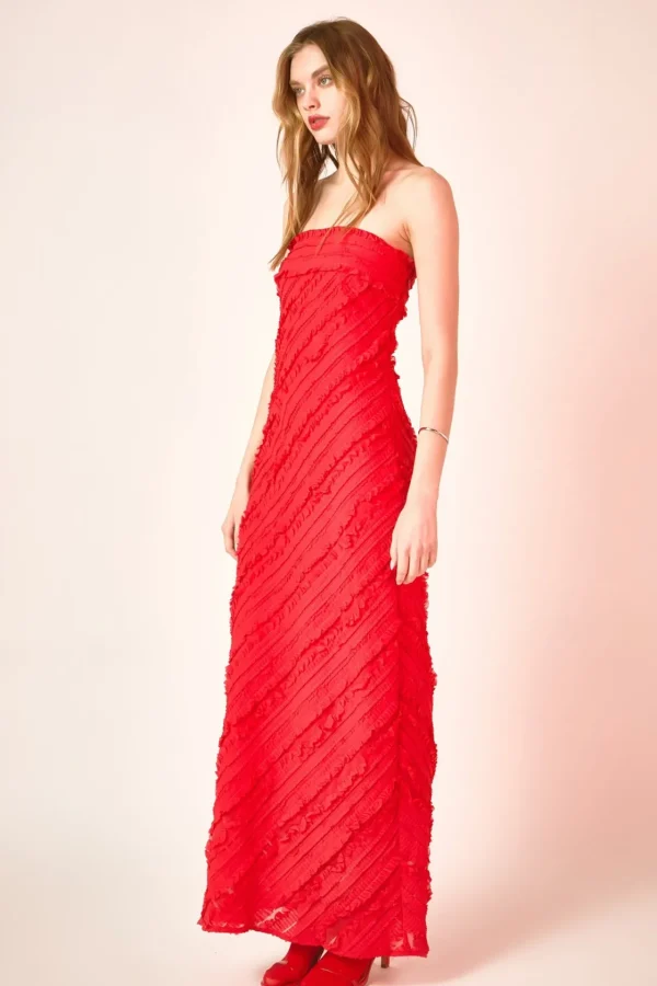 ENDLESS ROSE Tops*- Strapless Ruffled Maxi Dress