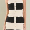 ENDLESS ROSE Tops*- Striped Crochet Knit Dress CREAM/BLACK