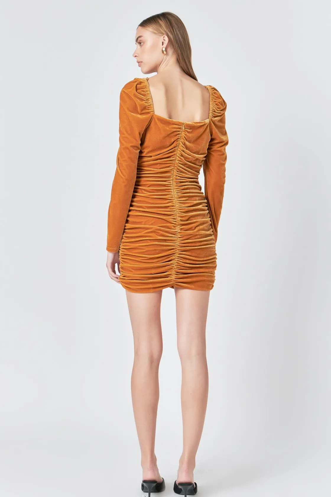 endless_rose__sweetheart__2.webp ENDLESS ROSE Tops*- Sweetheart Neckline Ruched Woven Dress YELLOW