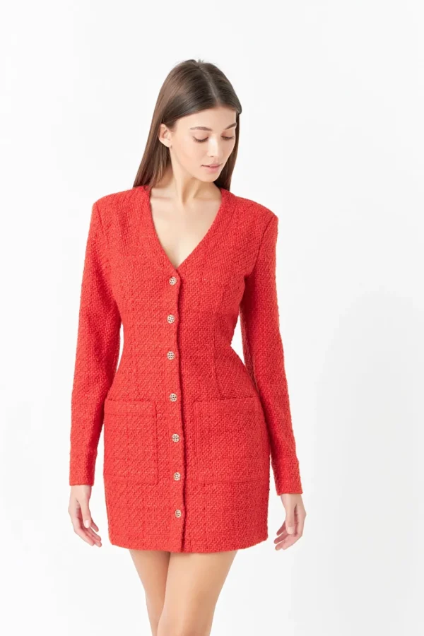 ENDLESS ROSE Tops*- Textured Button Down Dress