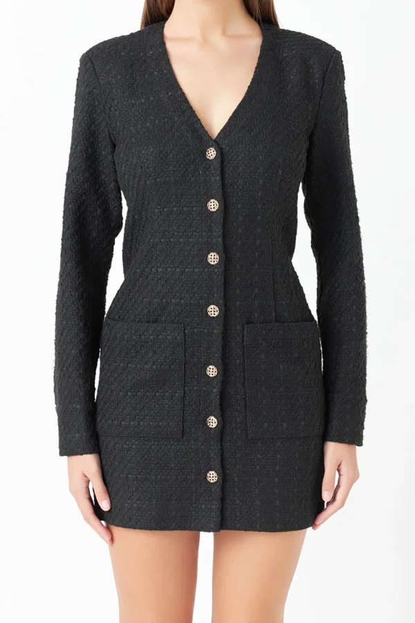ENDLESS ROSE Tops*- Textured Button Down Dress
