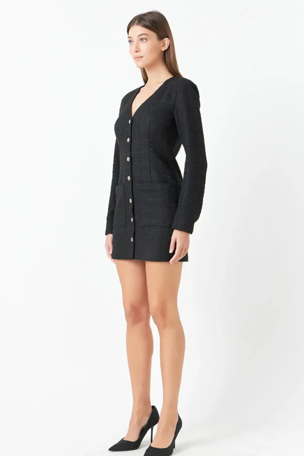 ENDLESS ROSE Tops*- Textured Button Down Dress