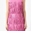 ENDLESS ROSE Tops*- Tiered Faux Suede Fringe Mini Dress PINK