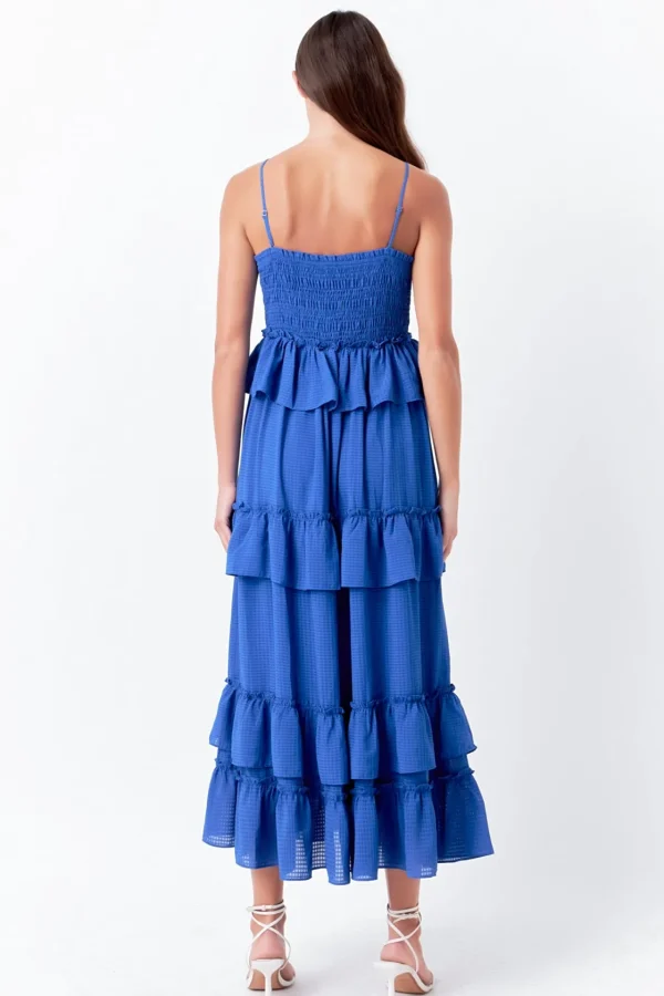 ENDLESS ROSE Tops*- Tiered Gingham Maxi Dress