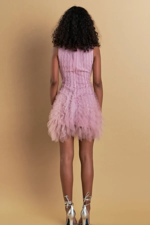 ENDLESS ROSE Tops*- Tulle Ruffled Mini Dress MULBERRY