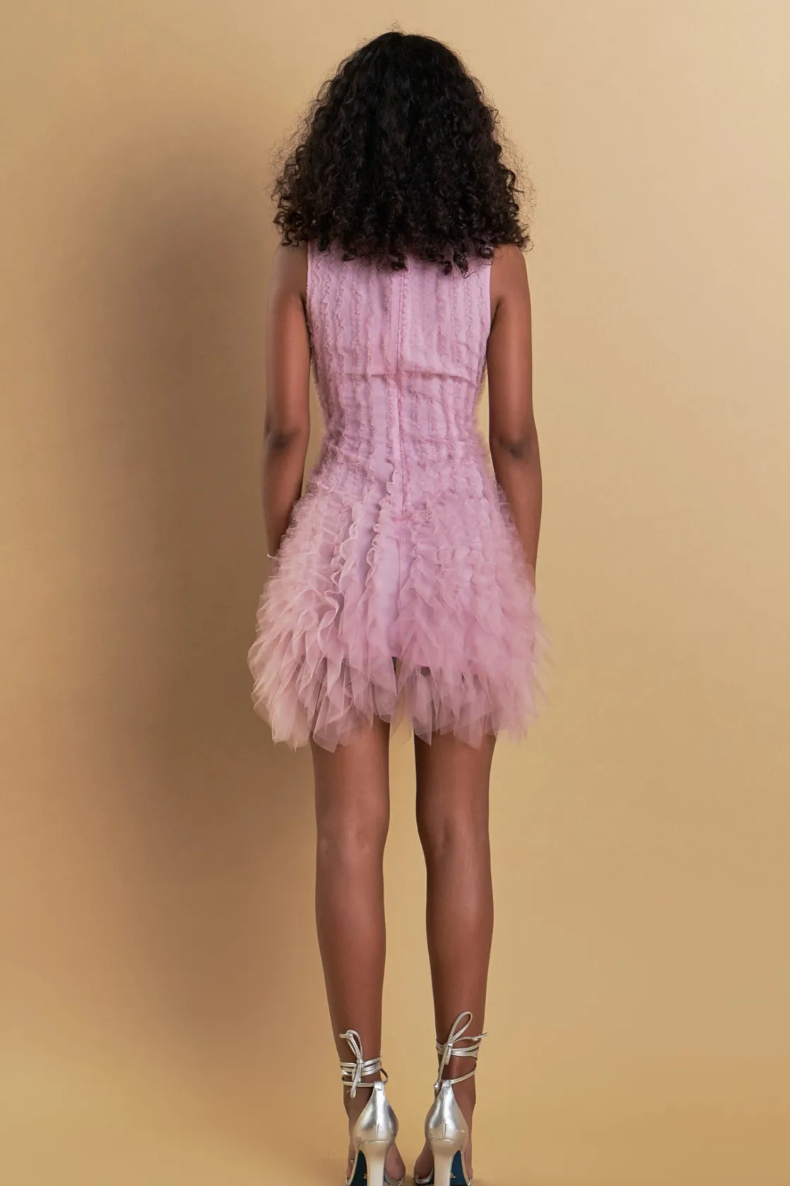 endless_rose__tulle_ruffl_2-1.webp ENDLESS ROSE Tops*- Tulle Ruffled Mini Dress MULBERRY