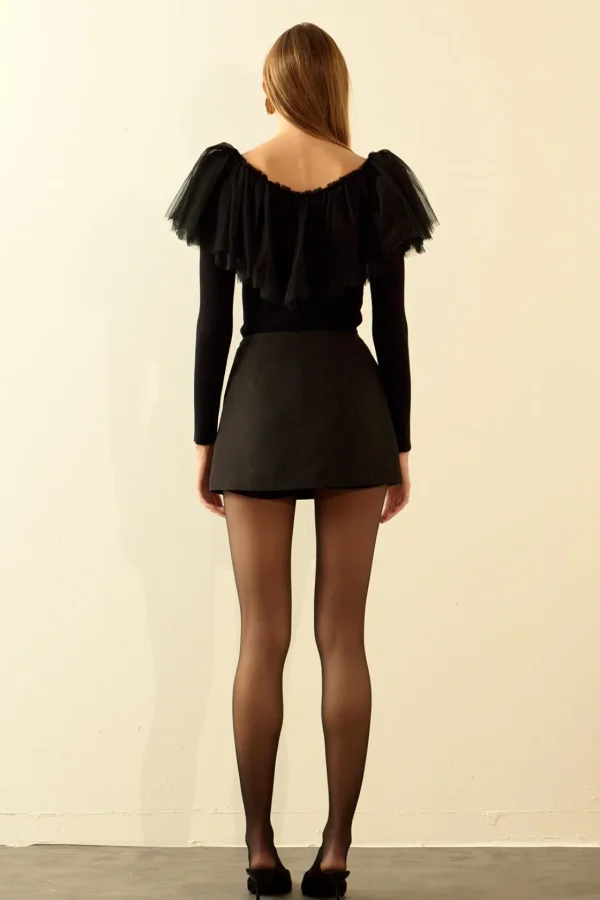ENDLESS ROSE Tops*- Tulle Ruffle Top