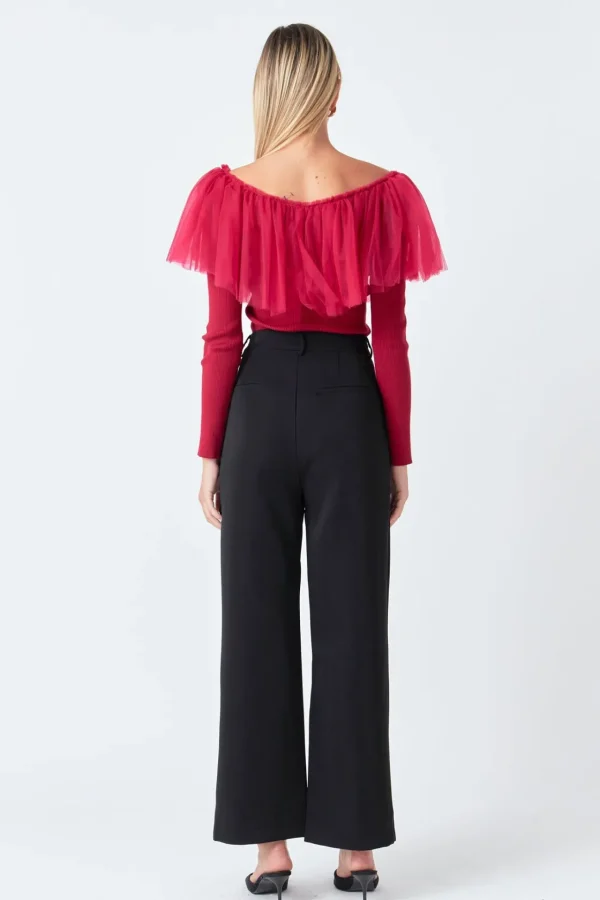 ENDLESS ROSE Tops*- Tulle Ruffle Top