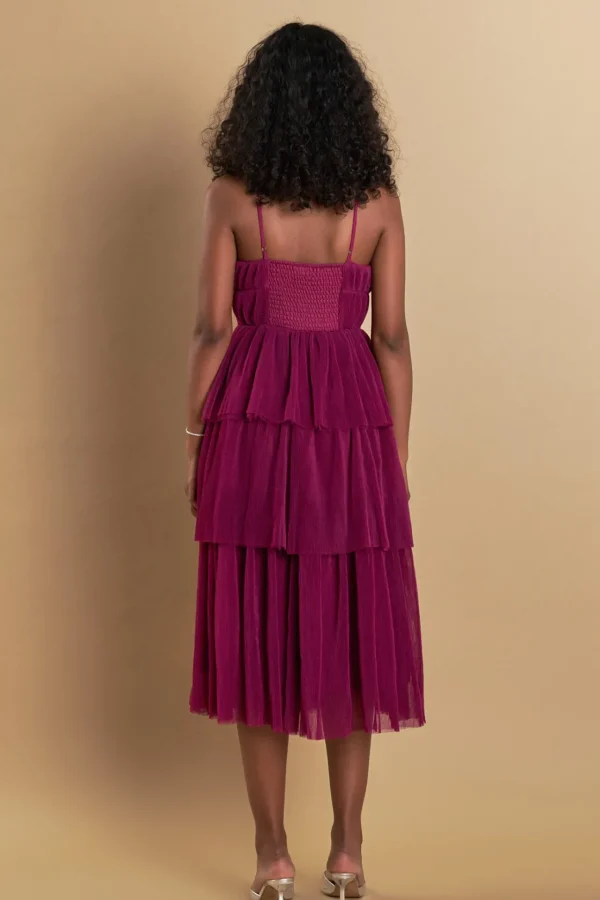 ENDLESS ROSE Tops*- Tulle Tiered Midi Dress
