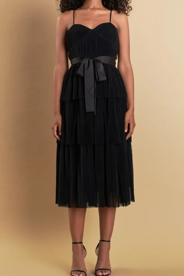 ENDLESS ROSE Tops*- Tulle Tiered Midi Dress