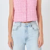 ENDLESS ROSE Tops*- Tweed Shirt Vest PINK