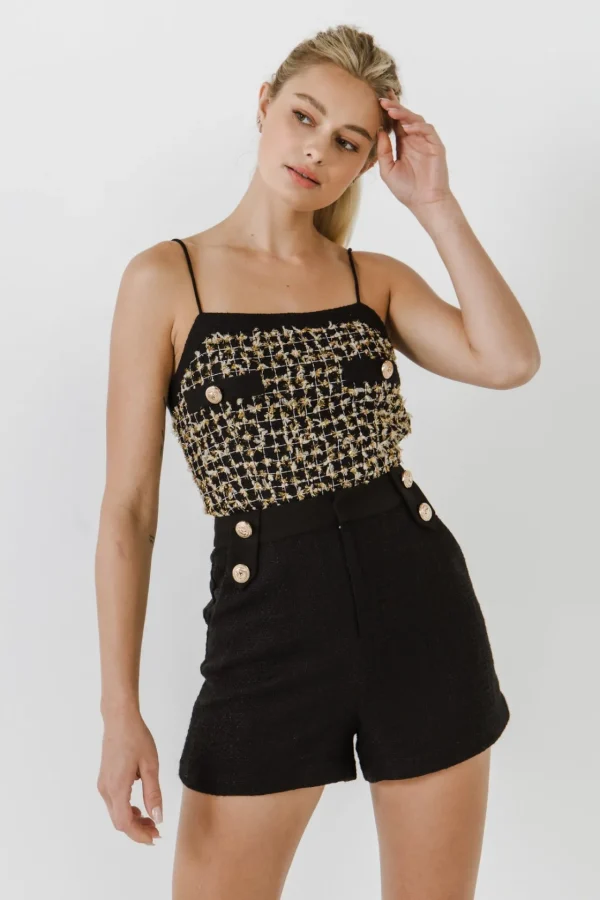 ENDLESS ROSE Tops*- Tweed Tank Top BLACKMULTI