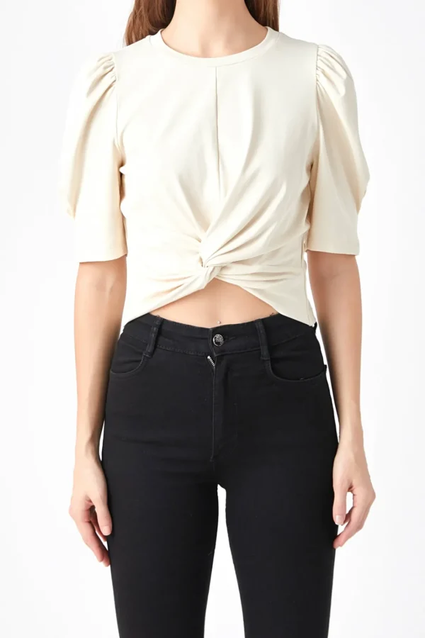 ENDLESS ROSE Tops*- Twist Detail Cropped Knit Top