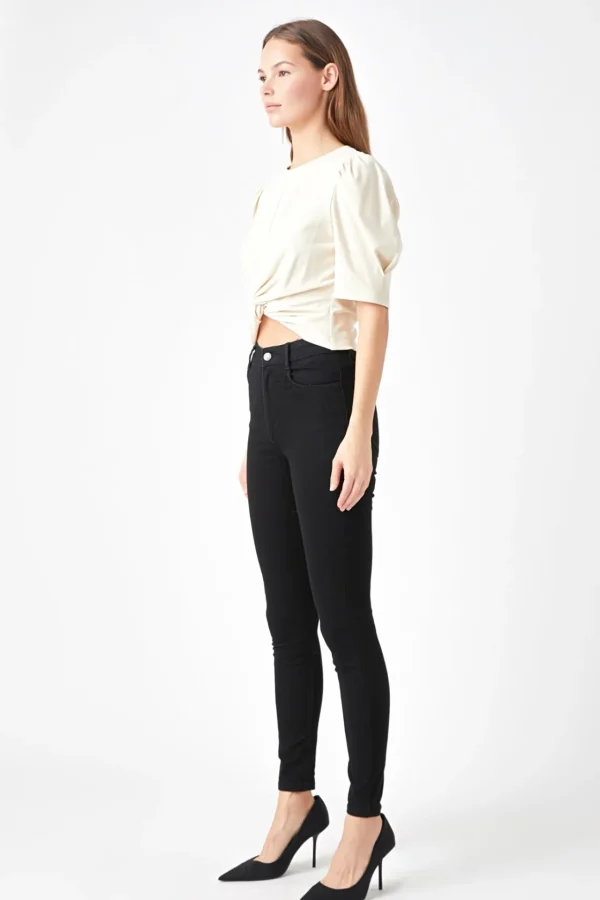 ENDLESS ROSE Tops*- Twist Detail Cropped Knit Top
