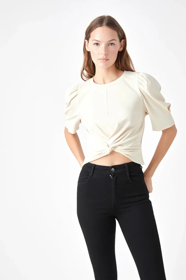 ENDLESS ROSE Tops*- Twist Detail Cropped Knit Top