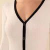 ENDLESS ROSE Tops*- Valerie Contrast Knit Sweater Midi Dress IVORY/BLACK
