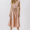 ENDLESS ROSE Tops*- V-neckline Sleeveless Midi Dress PINK