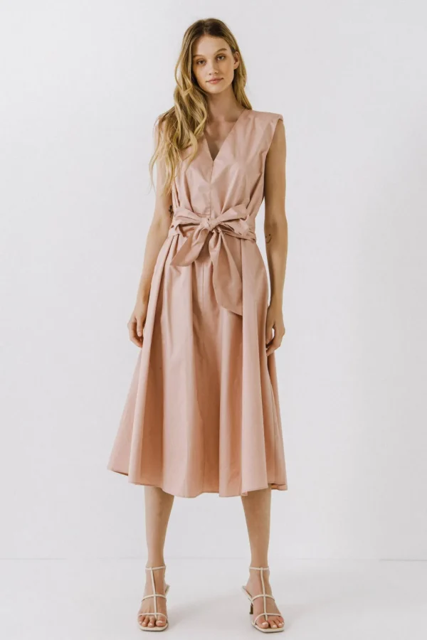 ENDLESS ROSE Tops*- V-neckline Sleeveless Midi Dress PINK