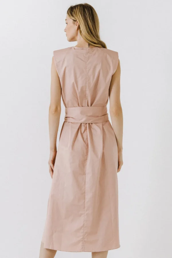 ENDLESS ROSE Tops*- V-neckline Sleeveless Midi Dress PINK