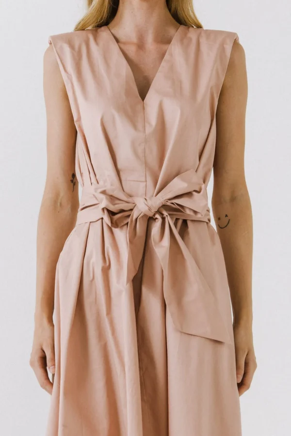 ENDLESS ROSE Tops*- V-neckline Sleeveless Midi Dress PINK