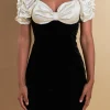 ENDLESS ROSE Tops*- White Combo Mini Dress BLACK