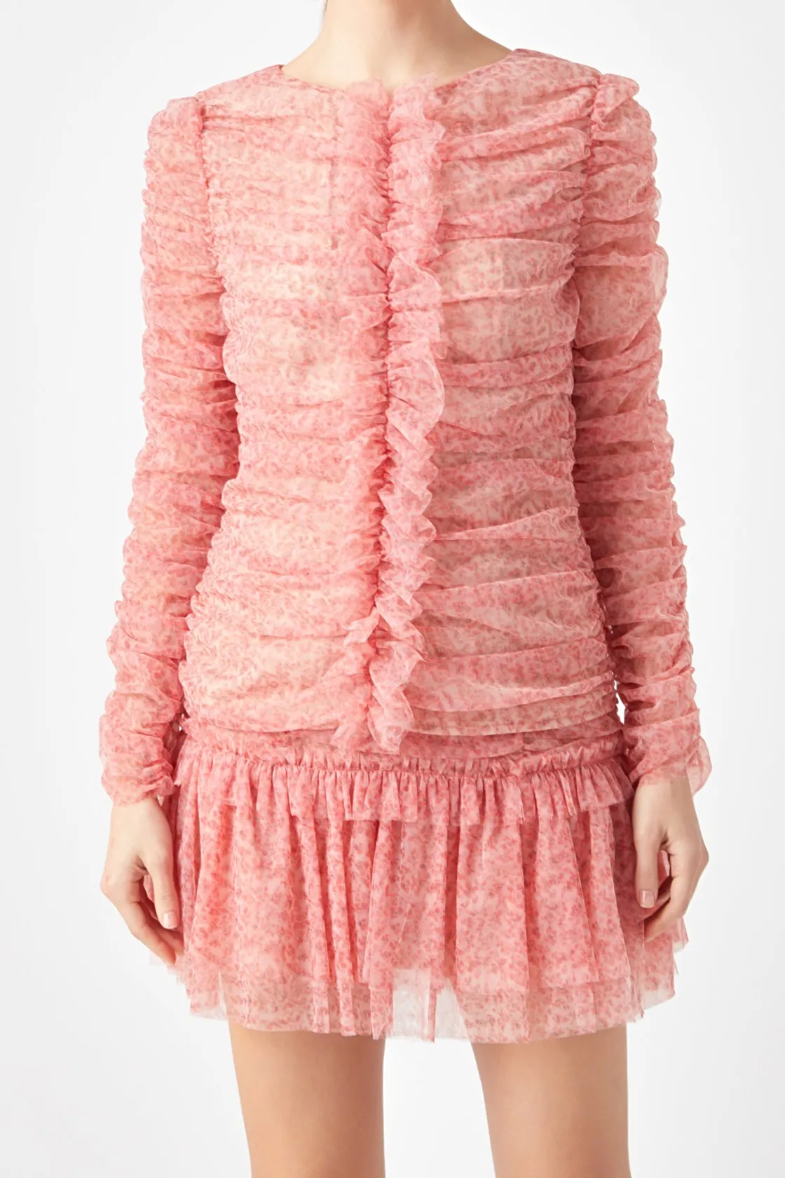 endless_rose_floral_tulle_0.webp ENDLESS ROSE Tops*-Floral Tulle Long Sleeve Top REDMULTI