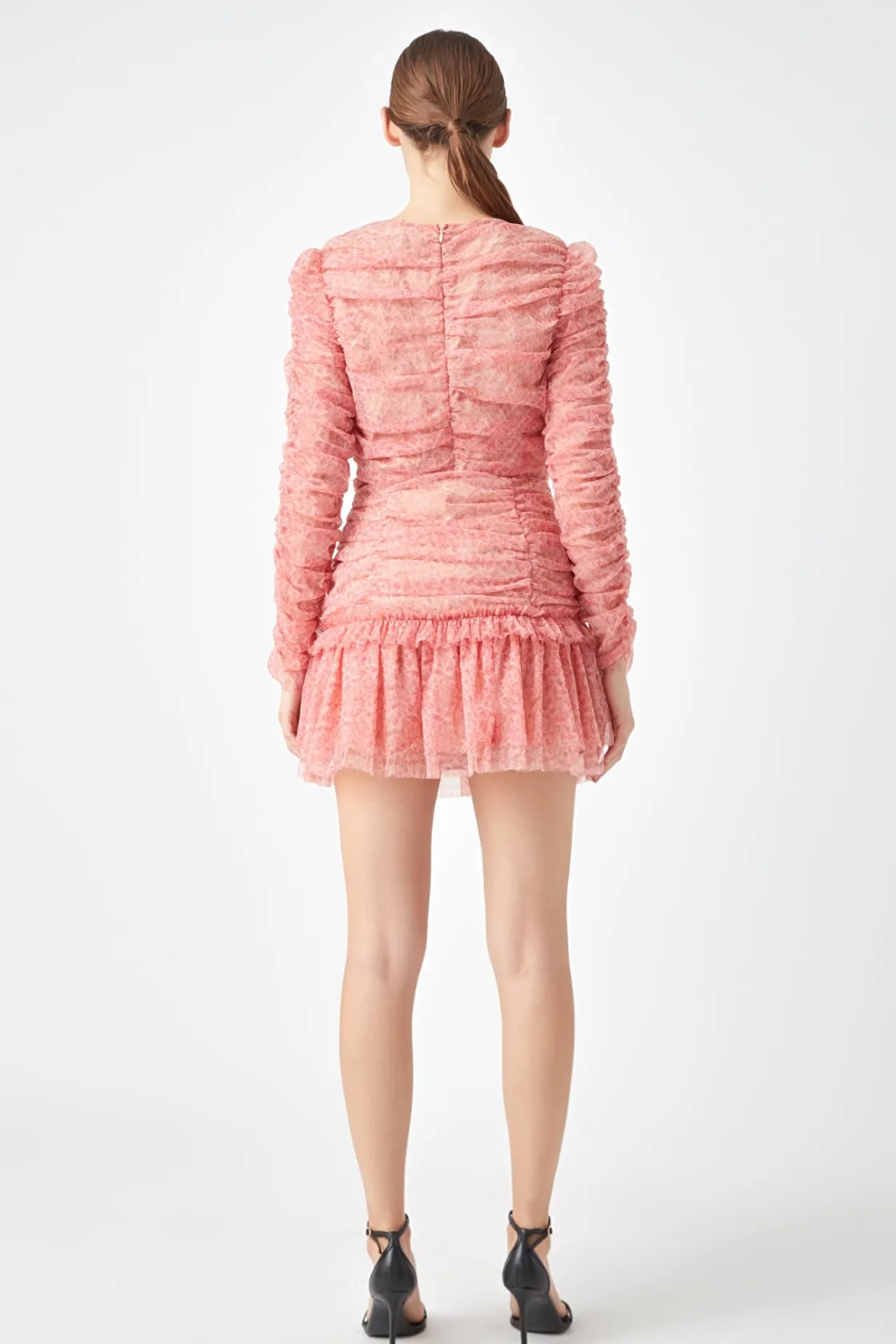 endless_rose_floral_tulle_2.webp ENDLESS ROSE Tops*-Floral Tulle Long Sleeve Top REDMULTI