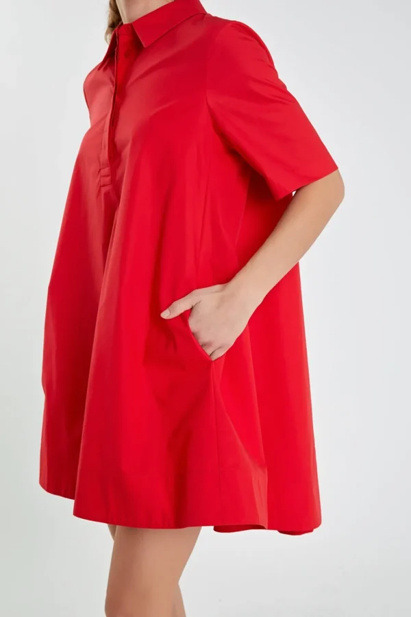 ENGLISH FACTORY Tops*- A-line Short Sleeve Shirt Dress