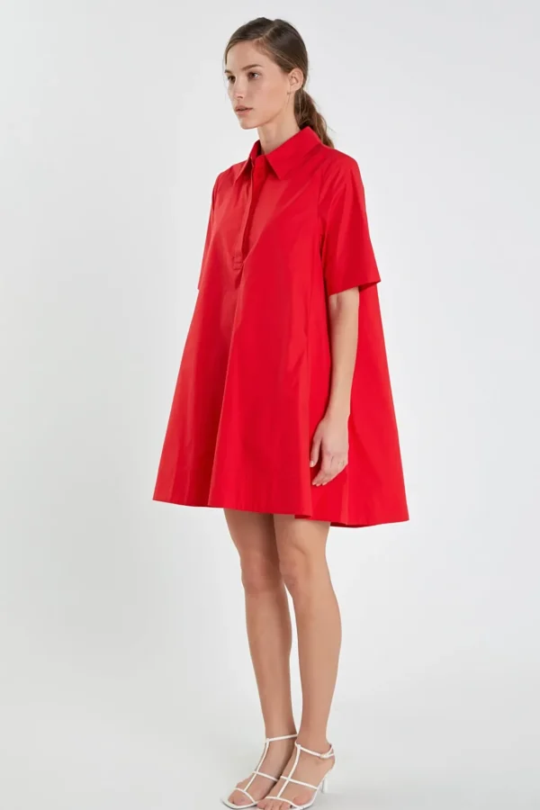 ENGLISH FACTORY Tops*- A-line Short Sleeve Shirt Dress