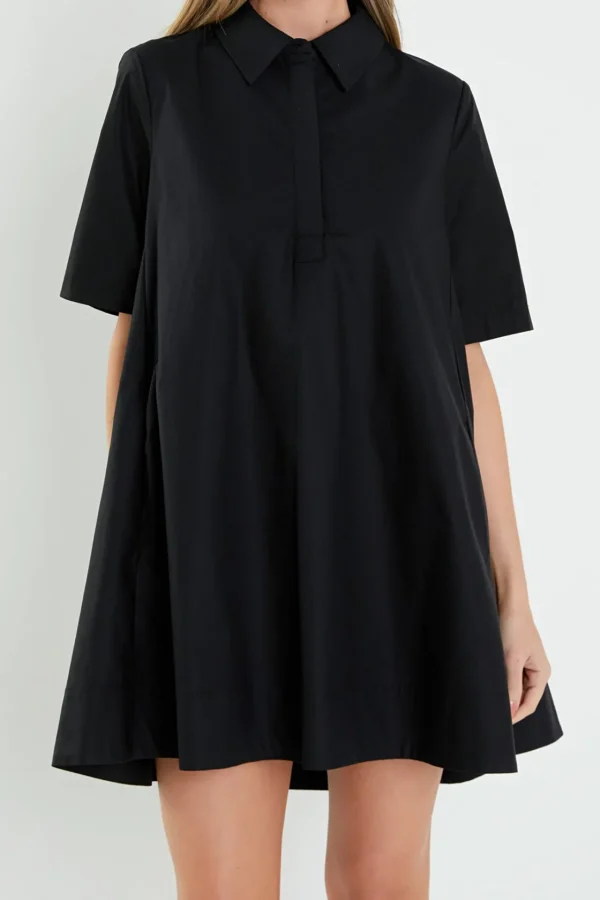 ENGLISH FACTORY Tops*- A-line Short Sleeve Shirt Dress