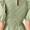 ENGLISH FACTORY Tops*- Asymmetrical Smocked Mini Dress SAGE