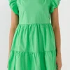 ENGLISH FACTORY Tops*- Balloon Sleeve Mini Dress GREEN