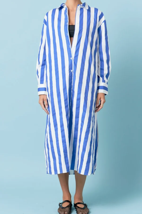 ENGLISH FACTORY Tops*- Big Stripe Maxi Dress BLUESTRIPE