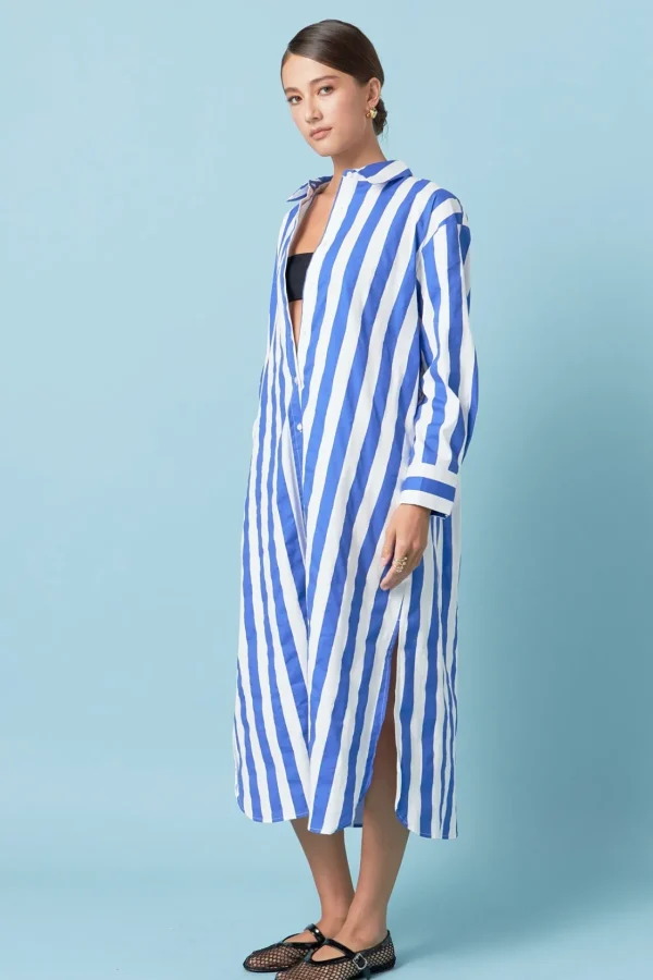 ENGLISH FACTORY Tops*- Big Stripe Maxi Dress BLUESTRIPE