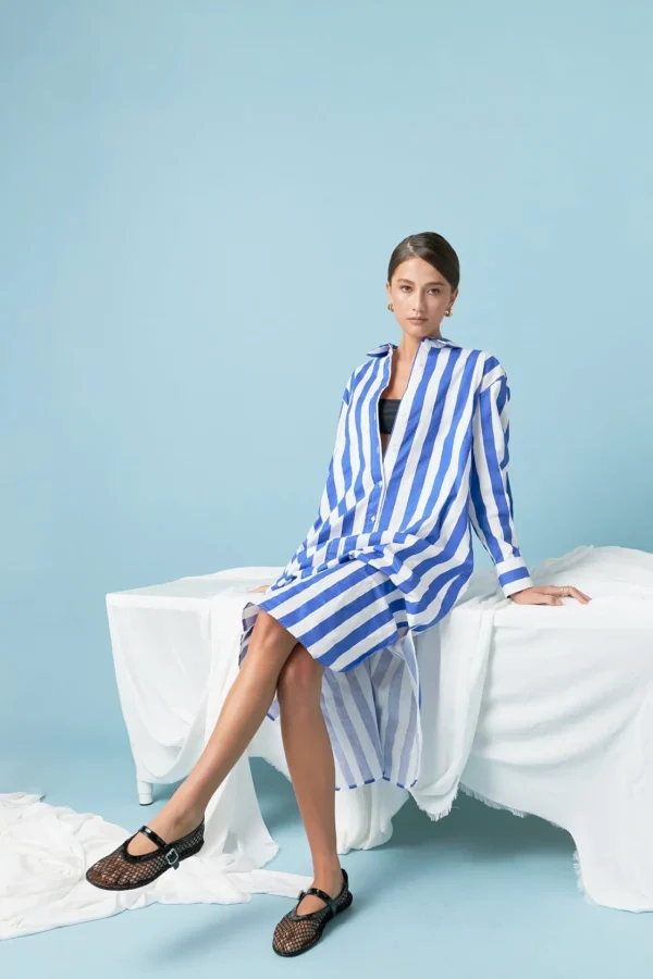 ENGLISH FACTORY Tops*- Big Stripe Maxi Dress BLUESTRIPE