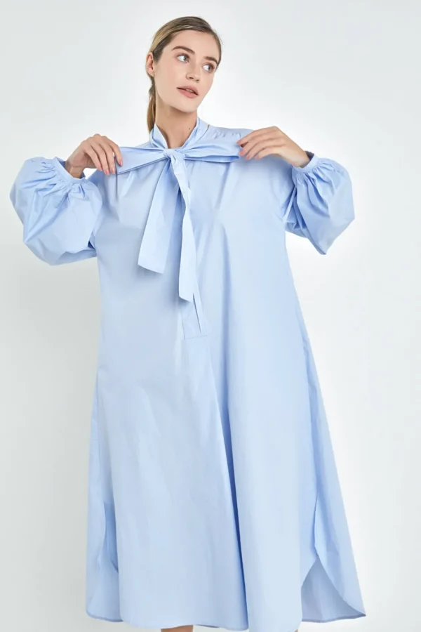 ENGLISH FACTORY Tops*- Billow Sleeve Maxi Dress POWDERBLUE