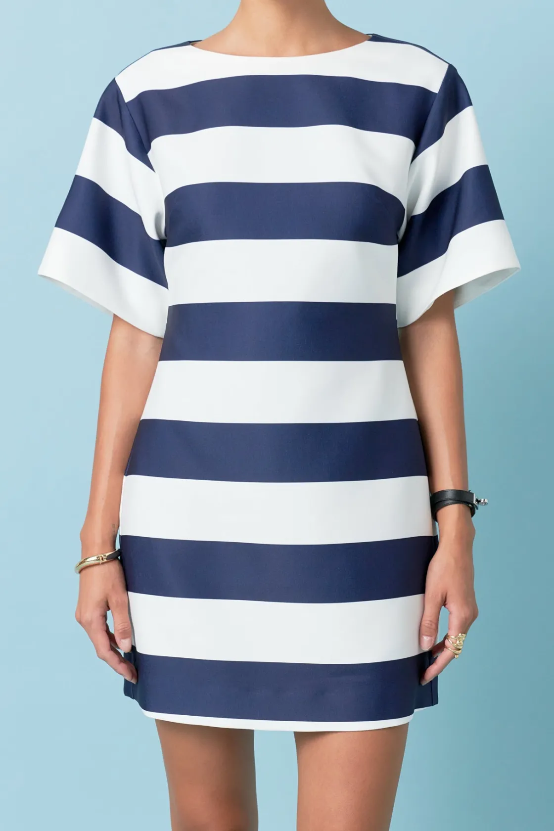 english_factory__bold_str_0-1.webp ENGLISH FACTORY Tops*- Bold Stripe Mini Dress OFFWHITE/NAVY